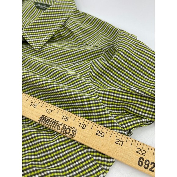 Eddie Bauer Women's Button Down Collar Shirt Green Checker Medium 100% Cotton - Picture 7 of 10